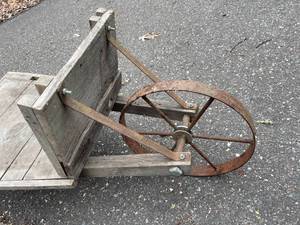 lot 157 image: Vintage Wooden Cart With Rusty Wheel