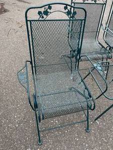 lot 159 image: Four Metal Rocking Patio Chairs With Two Accent Tables