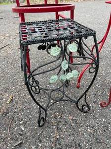 lot 173 image: Assorted Metal Patio Tables And Two Chairs Missing Seats
