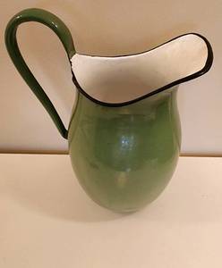 lot 207 image: Cute Enamelware Pitcher plus Multiple Tin Vessels