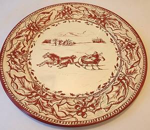 lot 227 image: Pair of Restoration Hardware Tin Holiday Plates in Original Tin Containers