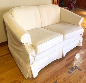 lot 146 image: Neutral Colored Upholstered Loveseat