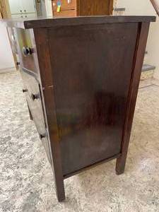 lot 256 image: Vintage 4 Drawer Wooden Dresser On Casters