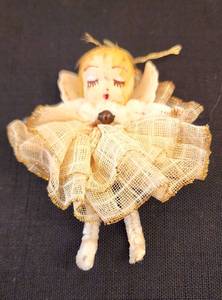 lot 244 image: Trio of Doll Ornaments Plus Tiny Baby Doll