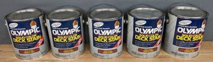 lot 72 image: (5) NEW Olympic Solid Color Deck Stain in Navajo Red R
