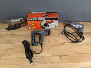 lot 121 image: Power Tools Stanley Sharpshooter Staple Gun, Black & Decker Small Angle Grinder, Sabre Saw and More R