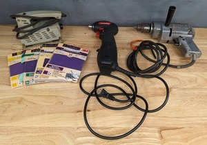 lot 131 image: Corded Power Tools Sheet Sander and Drills R