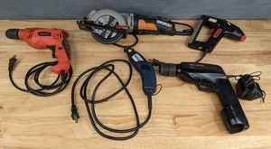 lot 134 image: Power Tools Black & Decker Drill, Worx Circular Saw, Kraft Tech Rotary Tool and More R