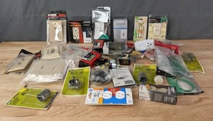 lot 115 image: NEW Assorted Electrical Outlets, Wallplates, Light Switches and More R