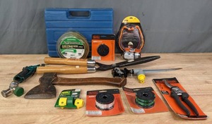 lot 123 image: New Lawn and Garden Tools and Accessories Sprinkler, Weed Whip Replacement Spools, Hedge Trimmer, Hose Attachments and More R