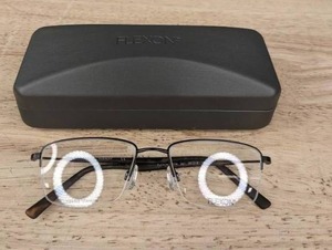 lot 190A image: NEW Flexon Black Flexible Titanium Eyeglasses with Flexon Case L