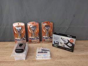 lot 76 image: NEW (3) Gillette Fusion Power, Gillette Skinguard,  WetDry Shaver, and Meridian Point WetDry Trimmer R