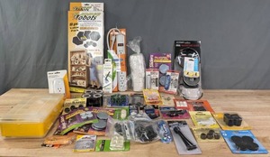 lot 143 image: Variety of Items Furniture Slides, Thimble, Mosquito Repellent, Outlet Adapter, Padlock, Earphones and Much More  R