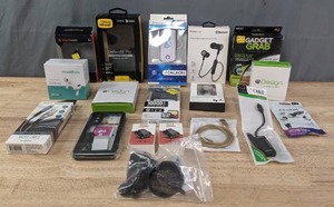 lot 69 image: Wireless Earbuds Pro Beats, Otter Defender Pro, Android Ultra Pro Micro Cable, 4400 mAh Power Bank, Prime Audio Wireless Earbuds, 10000 mAh Battery Pack, Quick Charge, Universal Charge Cables and More R