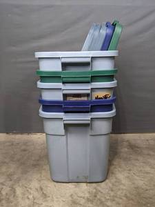 lot 263A image: Five Plastic Totes with Lids  R