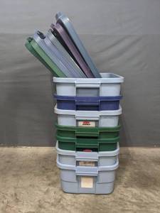 lot 159A image: Seven Plastic Totes with Lids  R