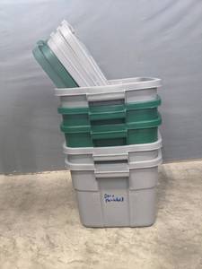 lot 271A image: Five Plastic Totes with Lids  R