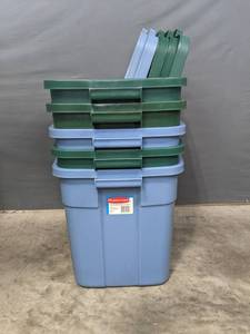 lot 254A image: Five Plastic Totes with Lids  R