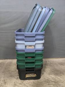 lot 143A image: Eight Plastic Totes with Lids  R