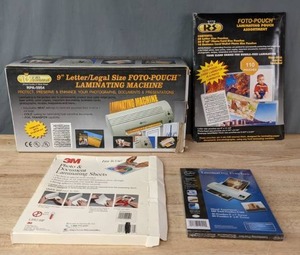 lot 156 image: Royal Sovereign 9 LetterLegal Size Laminating Machine, plus Boxes of Laminating Pouches  R