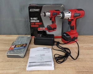 lot 54 image: Tool Shop 18 Volt Cordless 12 Impact Wrench and Glove Box Tool Kit R