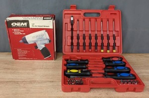 lot 59 image: NEW OEM 12 Pro Air Impact Wrench and Screw Driver Set R