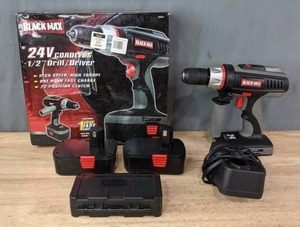 lot 55 image: Black Max 24 V Cordless 12 Drill Driver and Screw Driver Bit Set R