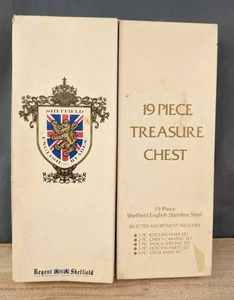 lot 40 image: Vintage Sheffield English Stainless Steel 19 Piece Cutlery Set J