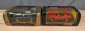 lot 179 image: Pair of Red and Blue Burago Dodge Viper Diecast Model Cars J