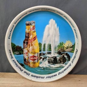 lot 166A image: Unique Vintage Grain Belt Beer Round Tin Serving Tray J