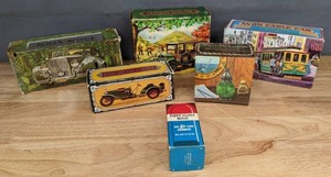 lot 98A image: (6) Vintage Avon Decorative Bottle After Shave First Class Male, Straight Eight, Rolls-Royce, Station Wagon, Cable Car and Whale Oil Lantern J