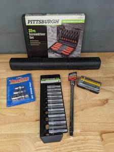 lot 248A image: Pittsburgh Screwdriver Set, Deep Wall Socket Set, 3-Piece Bench Top Universal Joints and More  J