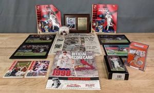 lot 125A image: Major League Baseball St. Louis Cardinals MLB Mark McGwire Collection General Mills Wheaties Box, Talking Star Card, Baseball, Wall Plaque, Newspaper, Etc. J