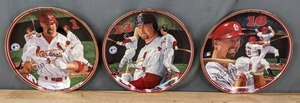 lot 113A image: (3) Vintage Limited Edition The Bradford Exchange Major League Baseball St. Louis Cardinals MLB Mark McGwire Home Run Hero Plates by Glen Green Seventh Issue The Longest Shot, Eighth Issue Opening With A Slam and Ninth Issue 400 Homers and Counting J