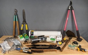 lot 208 image: Lawn & Garden Supplies  Blitz-Fog Insect Fogger, Loppers, Hedge Trimmers, Hand Rakes, Spray Nozzles, and More  R