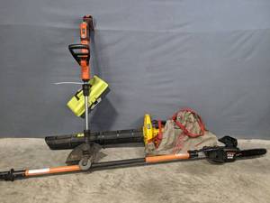 lot 172A image: Remington Pole Saw, Paramount Vac-N-Sac Power Blower and Black & Decker String Trimmer R