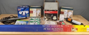 lot 256 image: Miscellaneous Home DIY Items Health Zenith and Patriot Lighting Motion Floodlights, Presto Plug Outlet Extender, Acurite Wireless Thermometer, UF-B Outdoor Copper Wire, Sears Recessed Lighting Fixture, LED Task Light, and more R