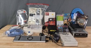 lot 271 image: Royal Notebook Cooler Pad, Ultra Prograde AudioVideo Switch with Video Converter, Virgin Mobile Broadband 2Go, Laptop Charger, CAT5e Networking Cable and More R