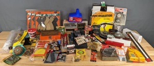 lot 246 image: Misc. HardwareTool Lot  Magnetic Level and Finder, Saw Blade, Drill Bits, Lead Anchors, Toggle Bolts,  Crow Bar, Hose Clamps, BBs and Air Gun Shot, and Much More  R