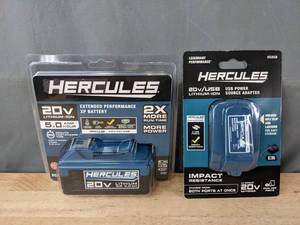 lot 96A image: New Hercules 20 Volt Battery and USB Battery Adapter  H