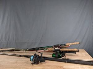 lot 41A image: A Variety of Fishing Rods with Some Reels   J