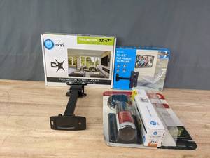 lot 322 image: Set of Four TV Wall Mounts and HDTV Accessories Kit  R