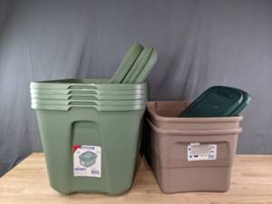 lot 319 image: Seven Plastic Totes with Lids  R