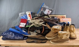 lot 328 image: Shoes and Clothing, Air Mattress, Insulated Bladder, Lantern and Much More R