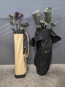 lot 273A image: Vintage Leeds Fairway Canvas Golf Bag with Clubs and Northstar Contender Golf Bag with Clubs J