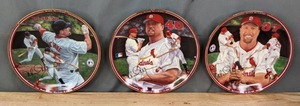 lot 118B image: (3) Vintage Limited Edition The Bradford Exchange Major League Baseball St. Louis Cardinals MLB Mark McGwire Home Run Hero Plates by Glen Green Sixth Issue Full Speed to 40, Tenth Issue Record Pace and Eleventh Issue One Man Homer Machine J