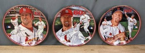 lot 119B image: (3) Vintage Limited Edition The Bradford Exchange Major League Baseball St. Louis Cardinals MLB Mark McGwire Home Run Hero Plates by Glen Green Third Issue Record Tying 61st Home Run, Fourth Issue Historic 60th Home Run and Fifth Issue 50-50-50 Game J