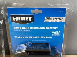 lot 46A image: Brand New HART 2- 20V 2.0Ah Lithium Ion Batteries and Charger Kit Y