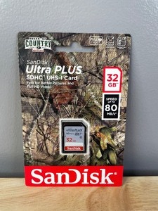 lot 79B image: 4 Brand New SanDisk 32GB & 16GB SDHC Cards Ultra Plus Mossy Oak O