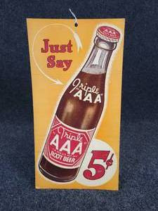 lot 416 image: Vintage Triple AAA Root Beer Store Advertisement - Paperboard